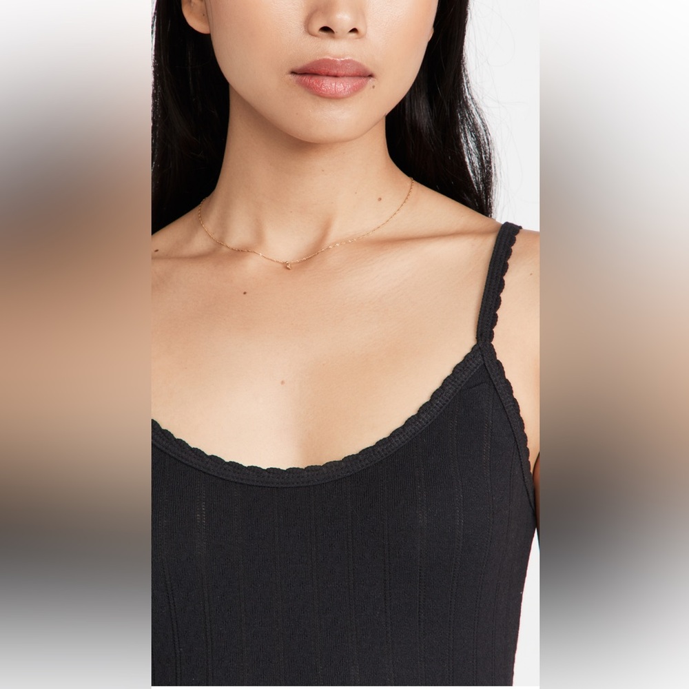 LESET Black Scalloped Tank Top